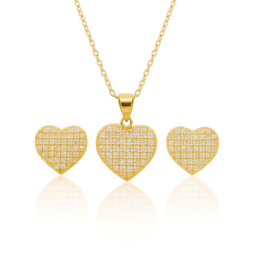 3 pcs Heart Design Jewelry Set (Necklace,Breslet,Eartops)