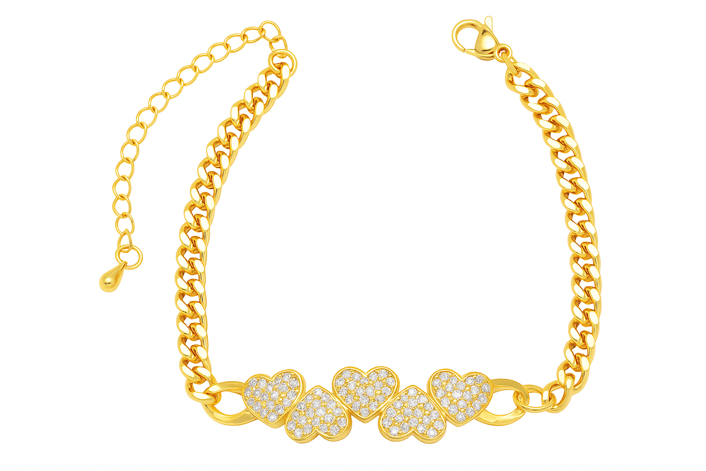 3 pcs Heart Design Jewelry Set (Necklace,Breslet,Eartops)